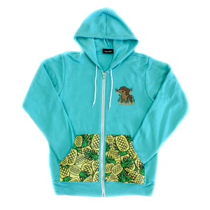 Hedgie Pineapple Pocket Hoodie Teal - Squeakii