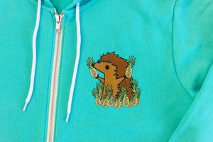 Hedgie Pineapple Pocket Hoodie Teal - Squeakii