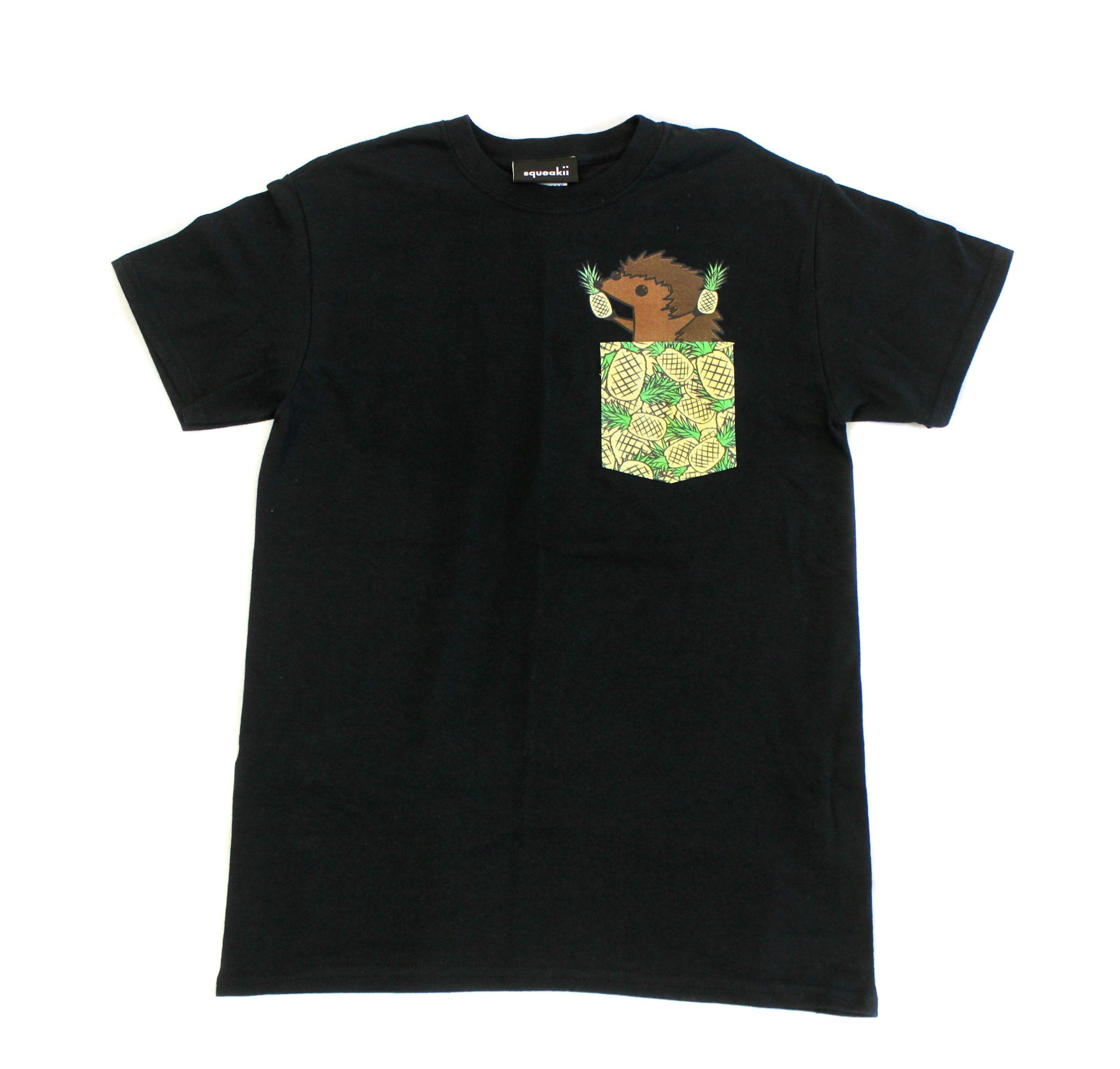 Hedgie Pineapple Pocket Shirt Black - Squeakii