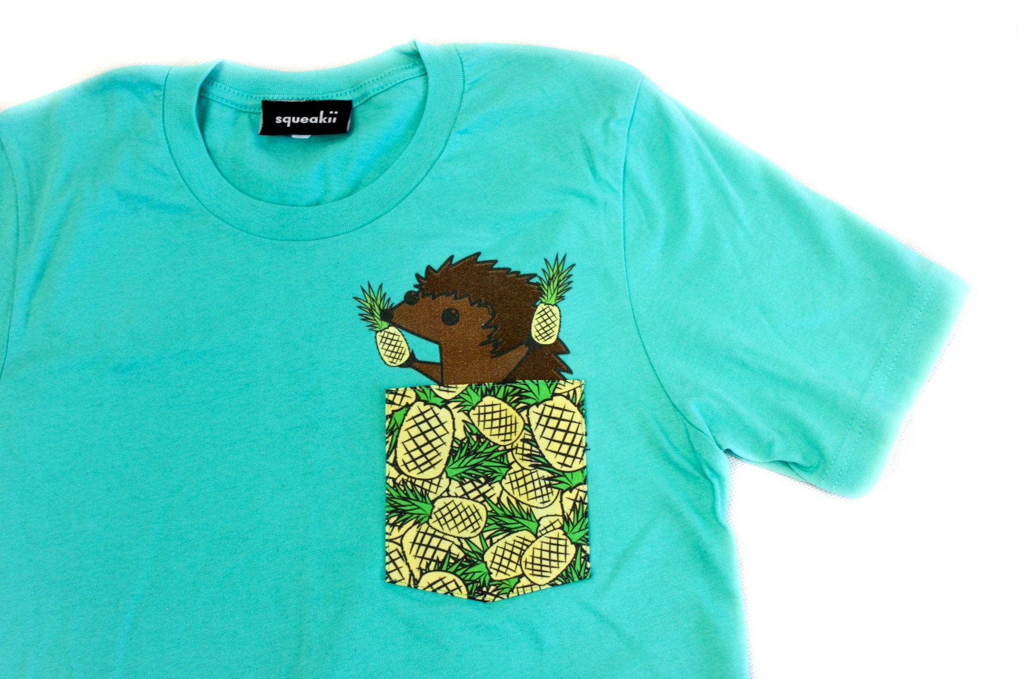 Hedgie Pineapple Pocket Shirt Teal - Squeakii